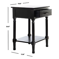 Black Wood Peyton 1-Drawer End Table