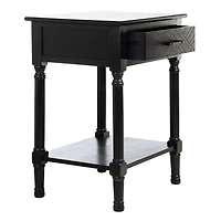 Black Wood Peyton 1-Drawer End Table