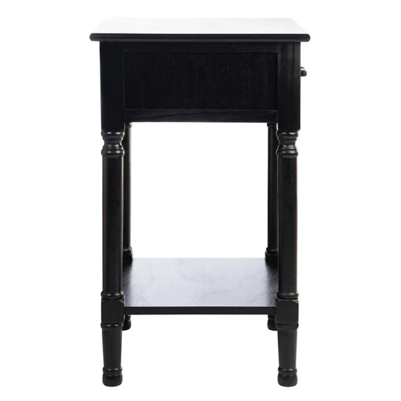 Black Wood Peyton 1-Drawer End Table