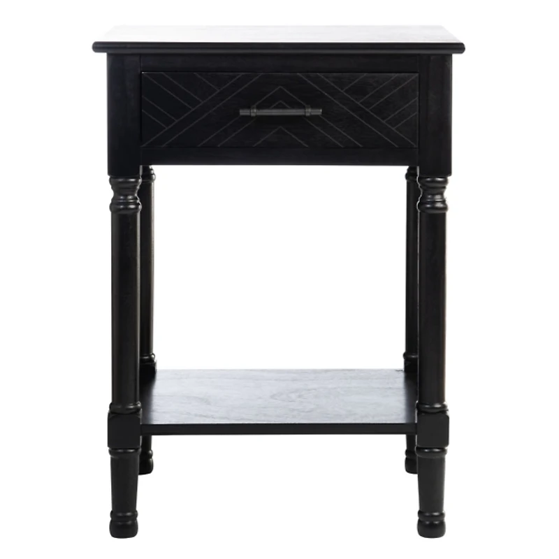 Black Wood Peyton 1-Drawer End Table