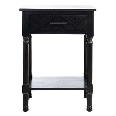 Black Wood Peyton 1-Drawer End Table