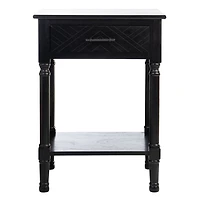 Black Wood Peyton 1-Drawer End Table
