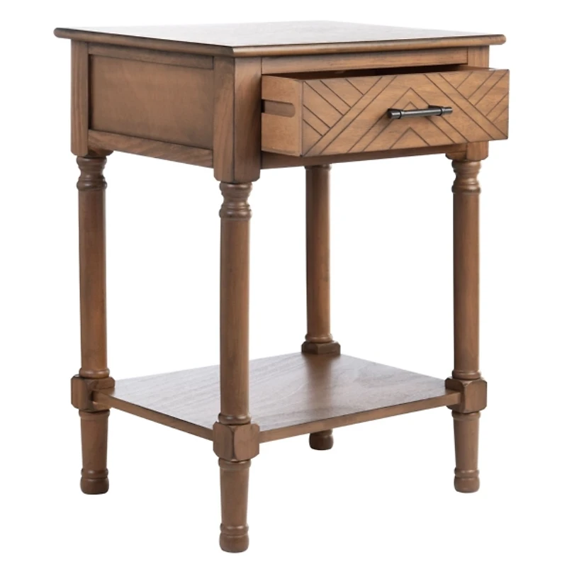 Brown Wood Peyton 1-Drawer End Table