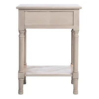 Greige Wood Peyton 1-Drawer End Table