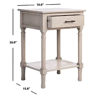 Greige Wood Peyton 1-Drawer End Table