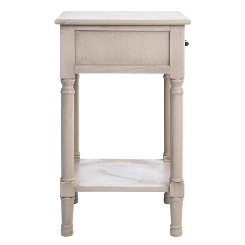 Greige Wood Peyton 1-Drawer End Table