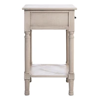 Greige Wood Peyton 1-Drawer End Table