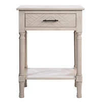 Greige Wood Peyton 1-Drawer End Table