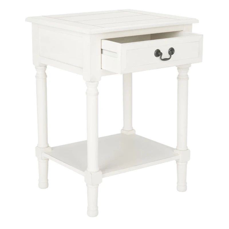 White Wood Whitney 1-Drawer End Table