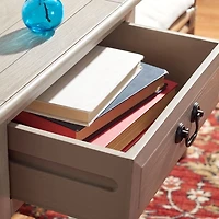 Greige Wood Whitney 1-Drawer End Table