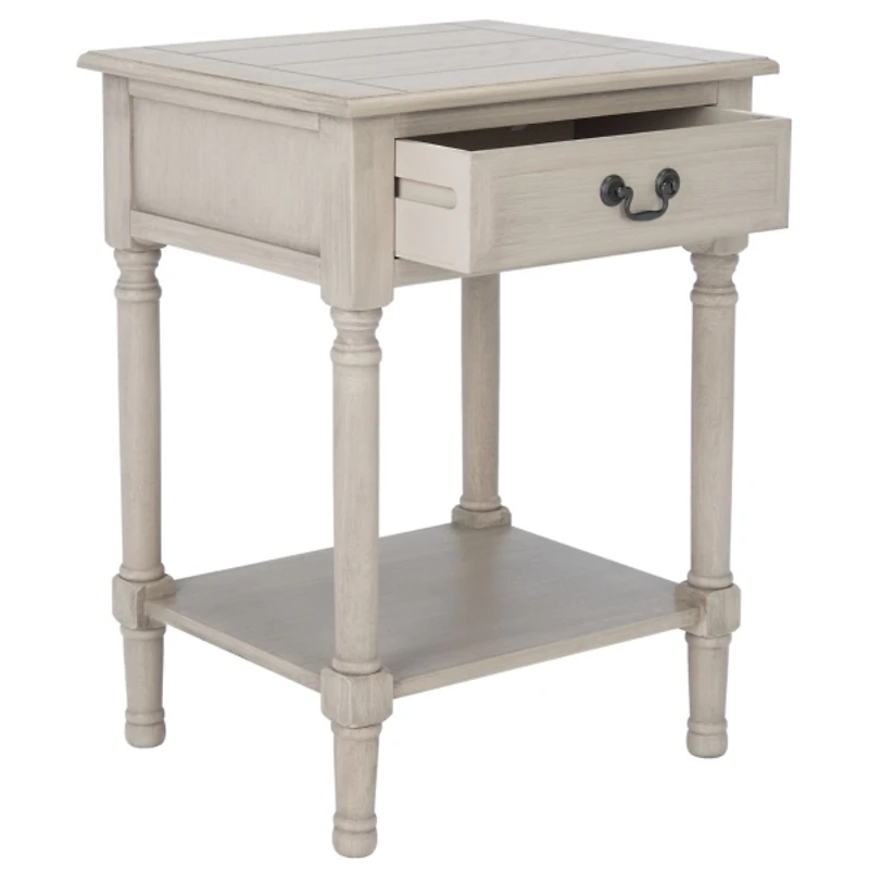 Greige Wood Whitney 1-Drawer End Table