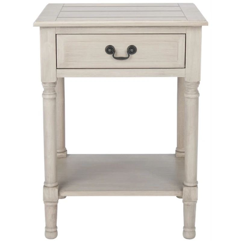 Greige Wood Whitney 1-Drawer End Table
