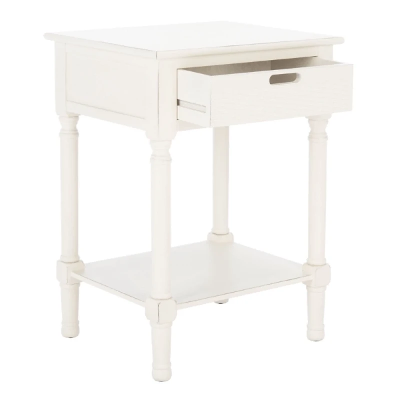 White Wood Landers 1-Drawer End Table