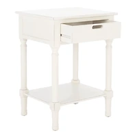 White Wood Landers 1-Drawer End Table