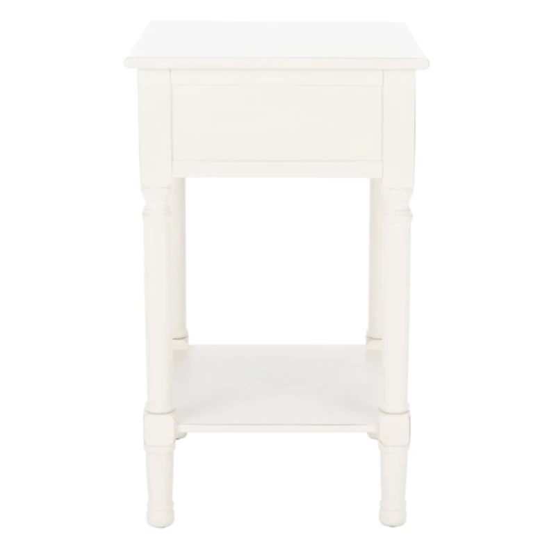 White Wood Landers 1-Drawer End Table