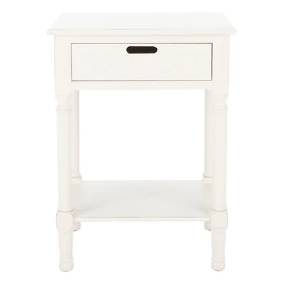 White Wood Landers 1-Drawer End Table