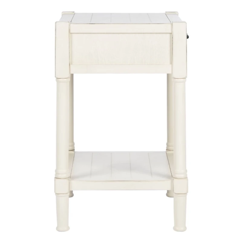 White Wood Finley 1-Drawer End Table
