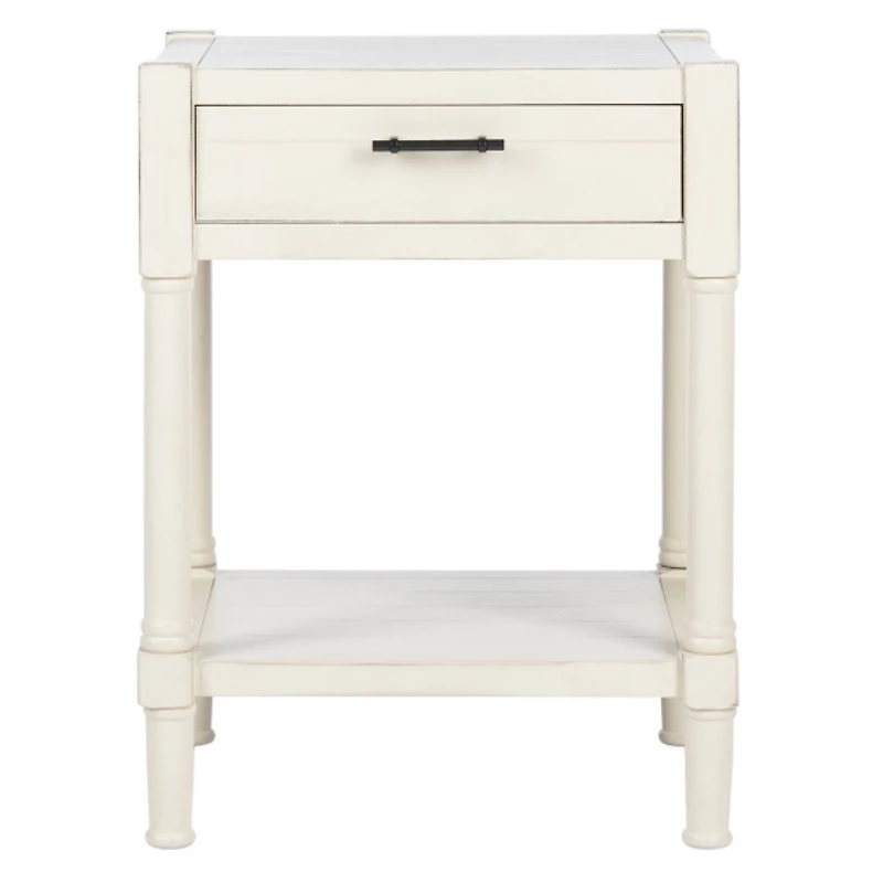 White Wood Finley 1-Drawer End Table