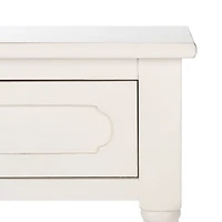 Distressed White Wood Veranda End Table