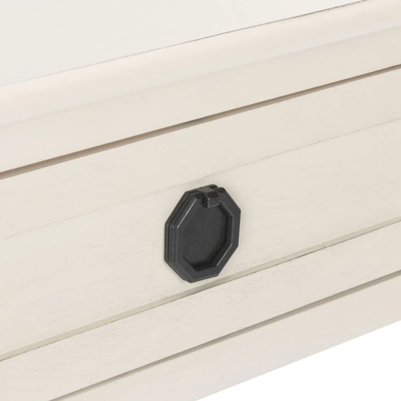 Distressed White Wood Veranda End Table