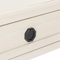 Distressed White Wood Veranda End Table