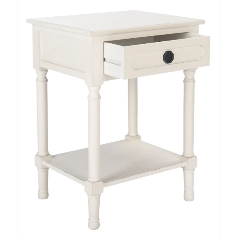 Distressed White Wood Veranda End Table