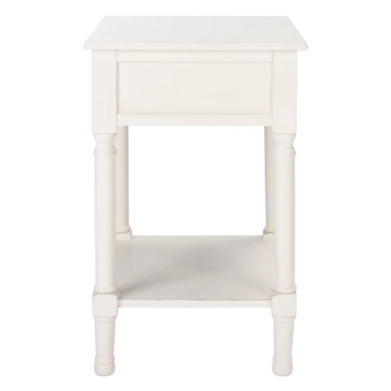 Distressed White Wood Veranda End Table