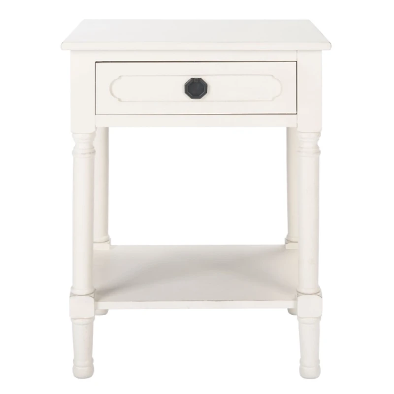 Distressed White Wood Veranda End Table