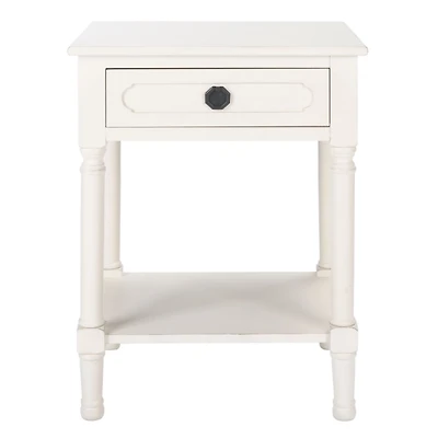 Distressed White Wood Veranda End Table