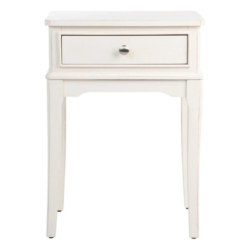 White Wood Opal 1-Drawer End Table