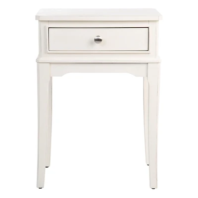 White Wood Opal 1-Drawer End Table