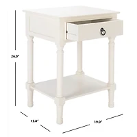 White Wood Natalia 1-Drawer End Table