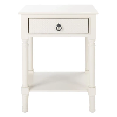White Wood Natalia 1-Drawer End Table