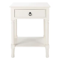 White Wood Natalia 1-Drawer End Table