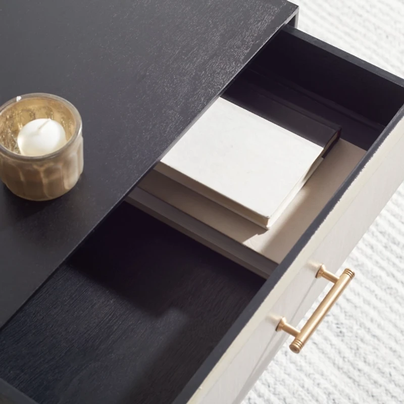 Black Wood Stella 1-Drawer End Table