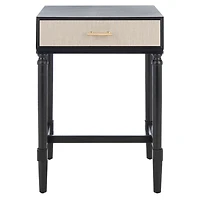 Black Wood Stella 1-Drawer End Table