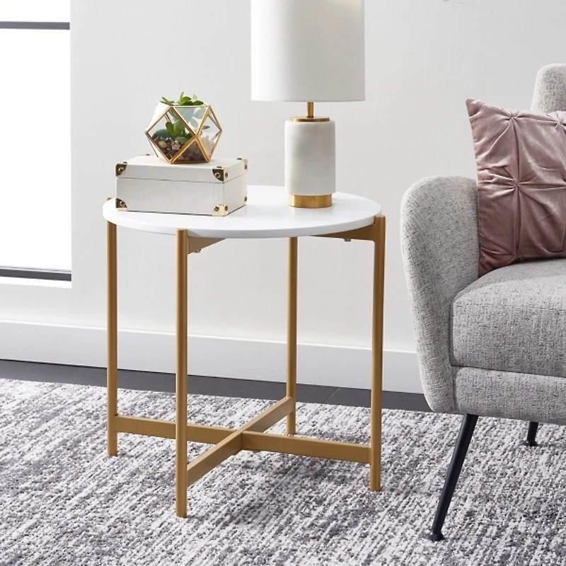Gold Round Gertrude Accent Table