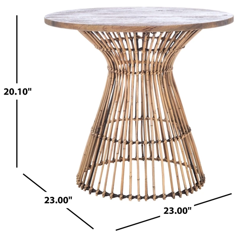 Honey Brown Rattan Irma Round Accent Table
