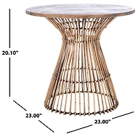 Honey Brown Rattan Irma Round Accent Table