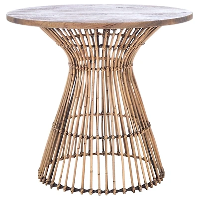 Honey Brown Rattan Irma Round Accent Table