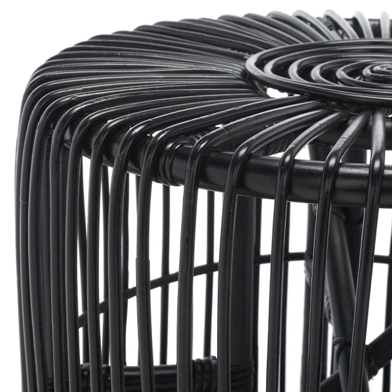 Black Rattan Jade Accent Table
