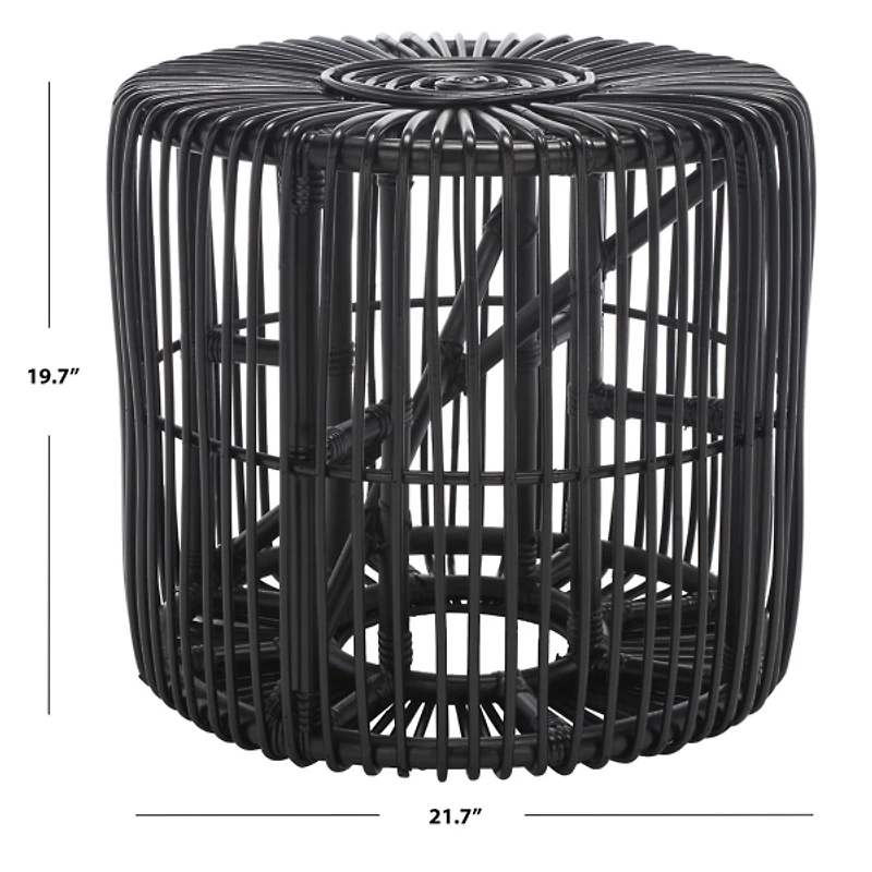 Black Rattan Jade Accent Table