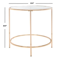 Glass Tabletop & Gold Metal Suzan Round Side Table
