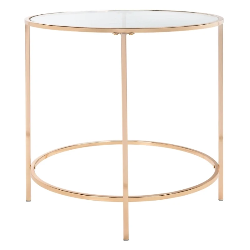 Glass Tabletop & Gold Metal Suzan Round Side Table