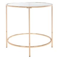 Glass Tabletop & Gold Metal Suzan Round Side Table