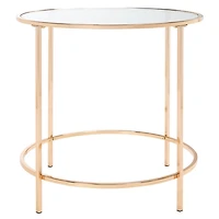 Glass Tabletop & Gold Metal Suzan Round Side Table
