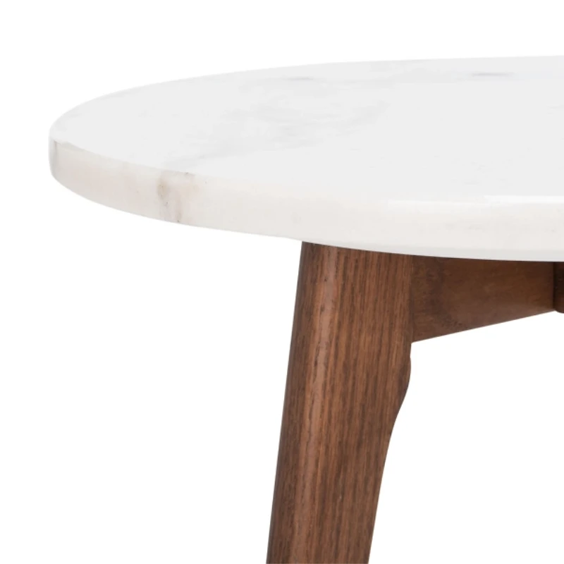 Marble and Walnut Round Mari Accent Table