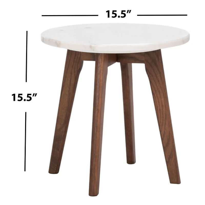 Marble and Walnut Round Mari Accent Table