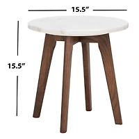 Marble and Walnut Round Mari Accent Table