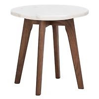Marble and Walnut Round Mari Accent Table